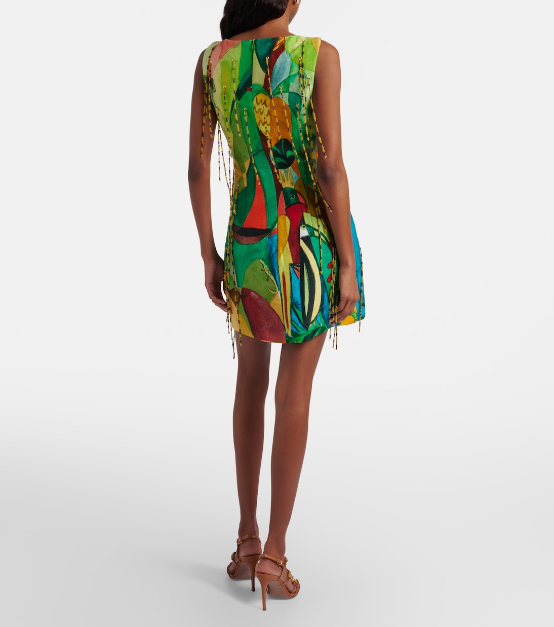 Mokshini beaded linen-blend minidress | Alémais