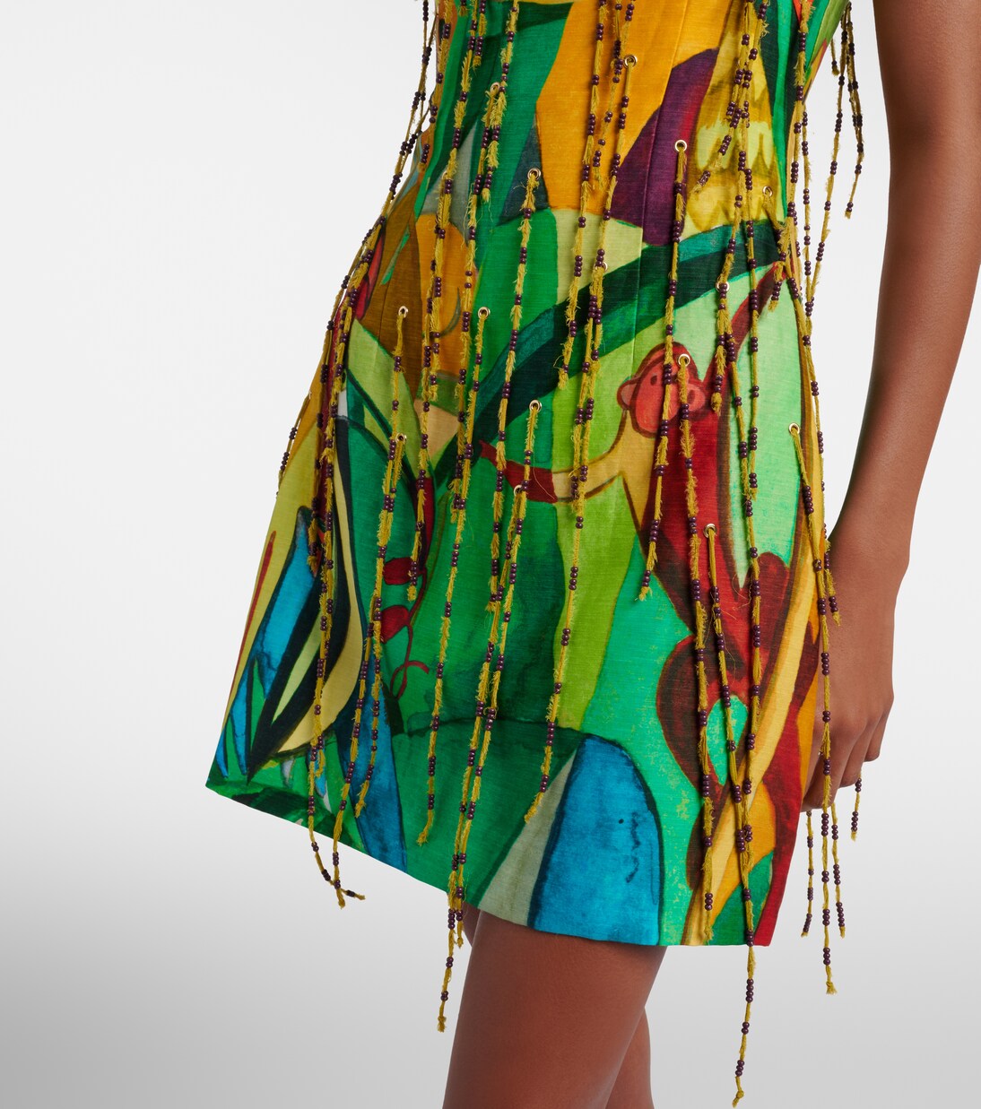 Mokshini beaded linen-blend minidress | Alémais