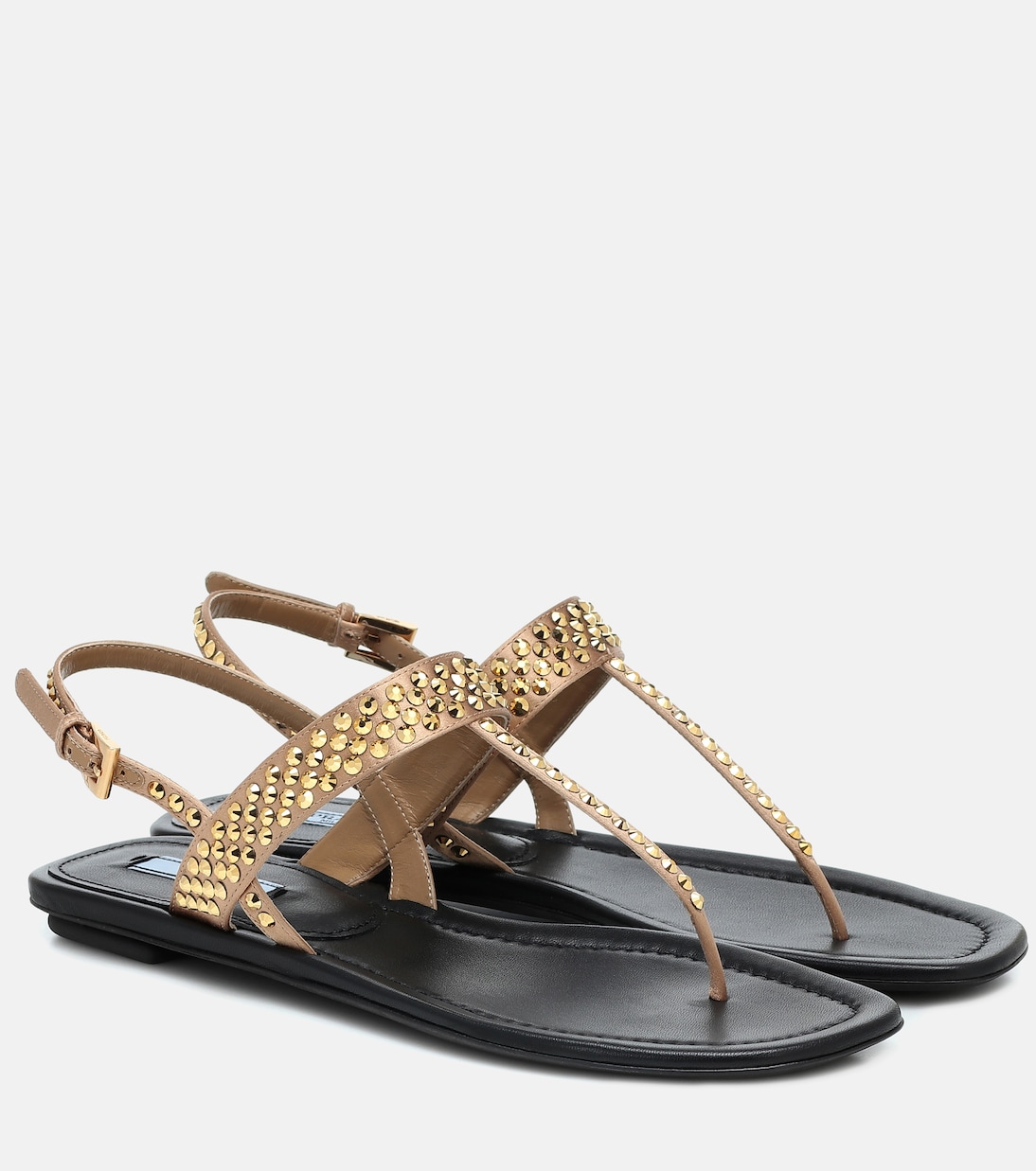 Sandali infradito in pelle con borchie | Prada