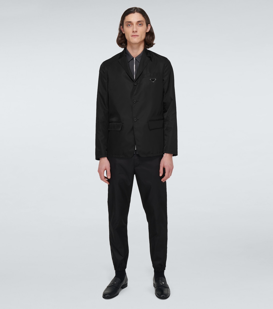 Blazer de nylon de botonadura simple | Prada
