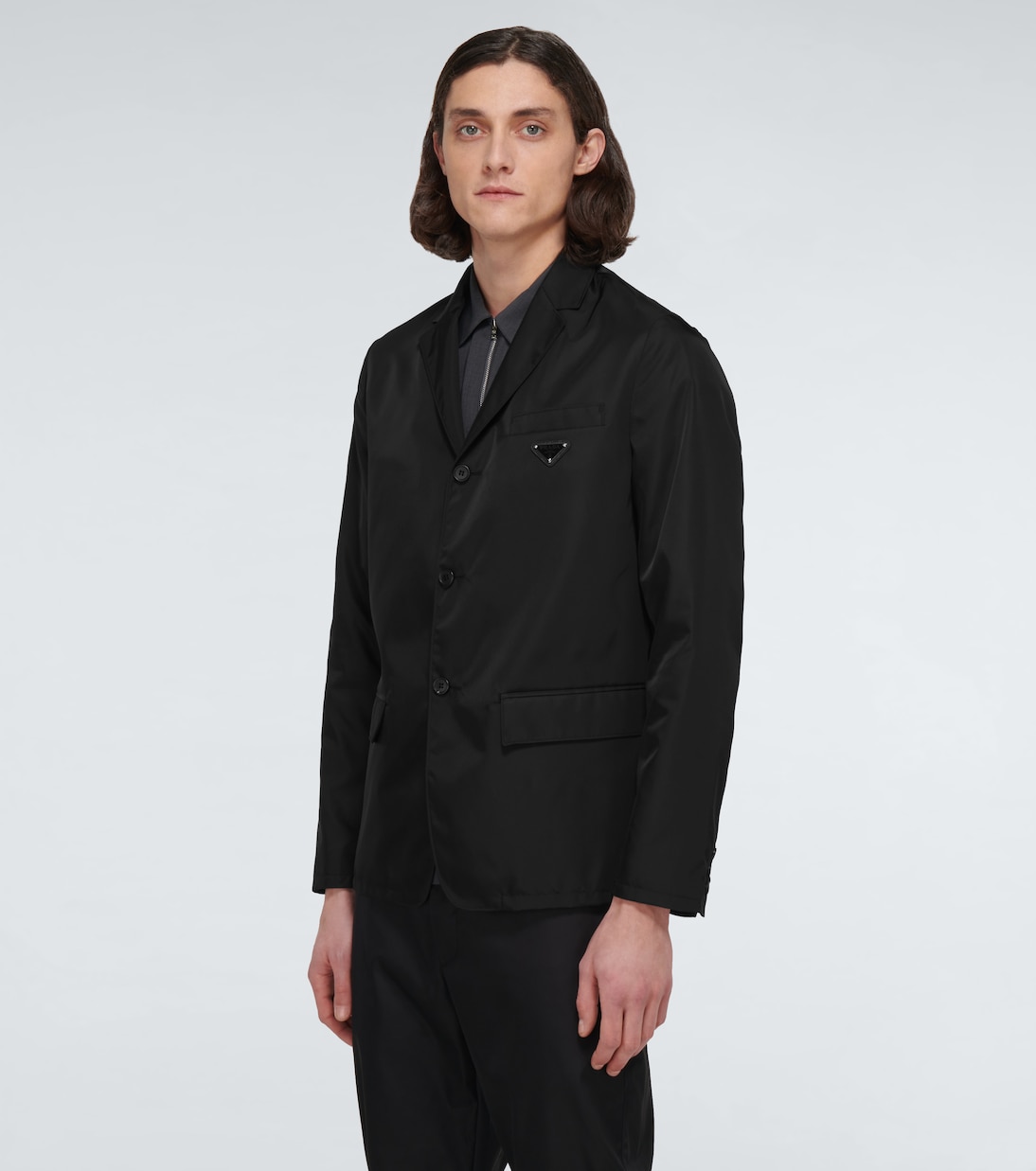Blazer de nylon de botonadura simple | Prada