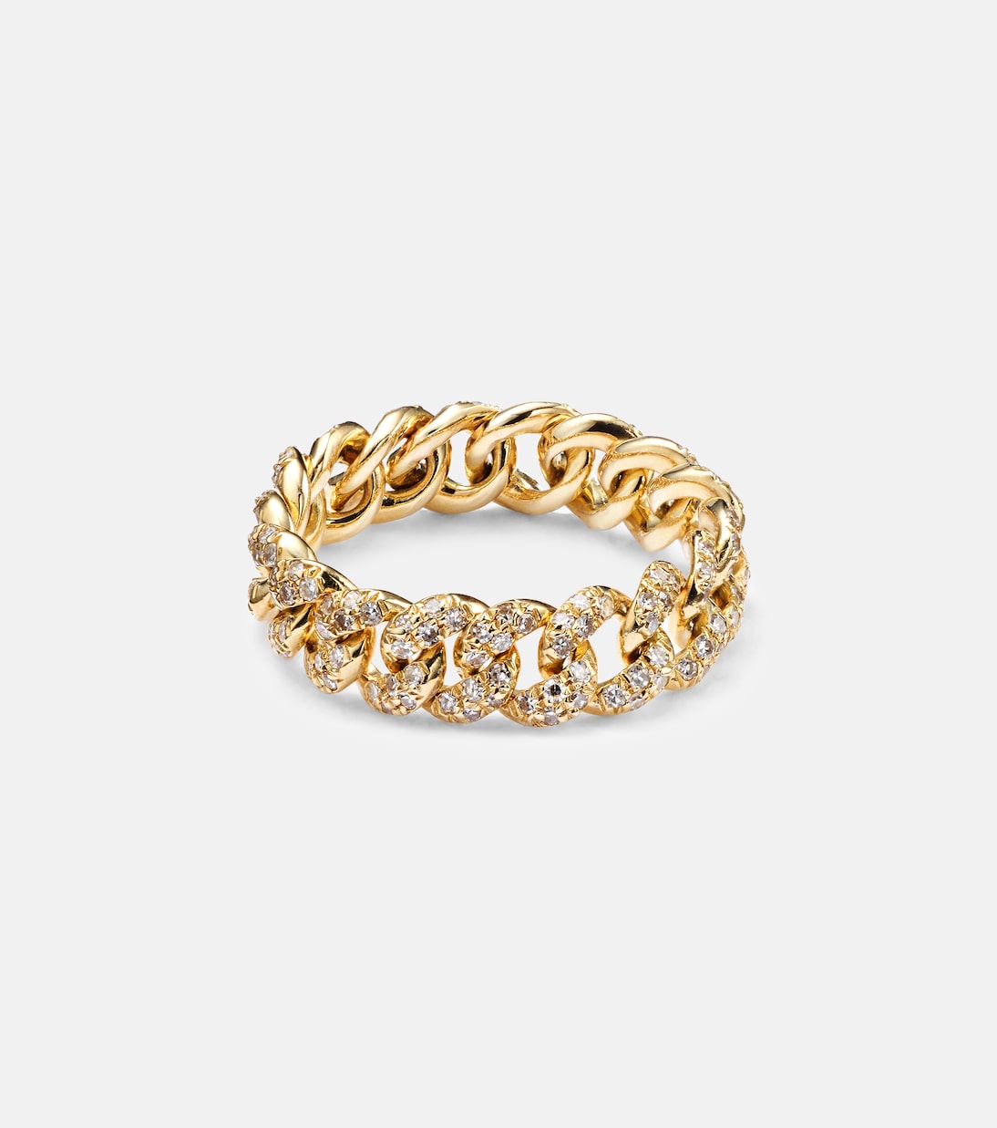 Anello in oro 18kt con catenina e diamanti, gioiello trendy per giovani