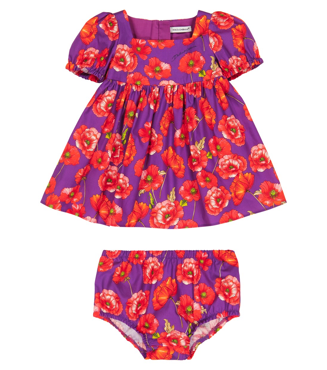 Bebé - vestido y braga de algodón floral | Dolce&Gabbana Kids