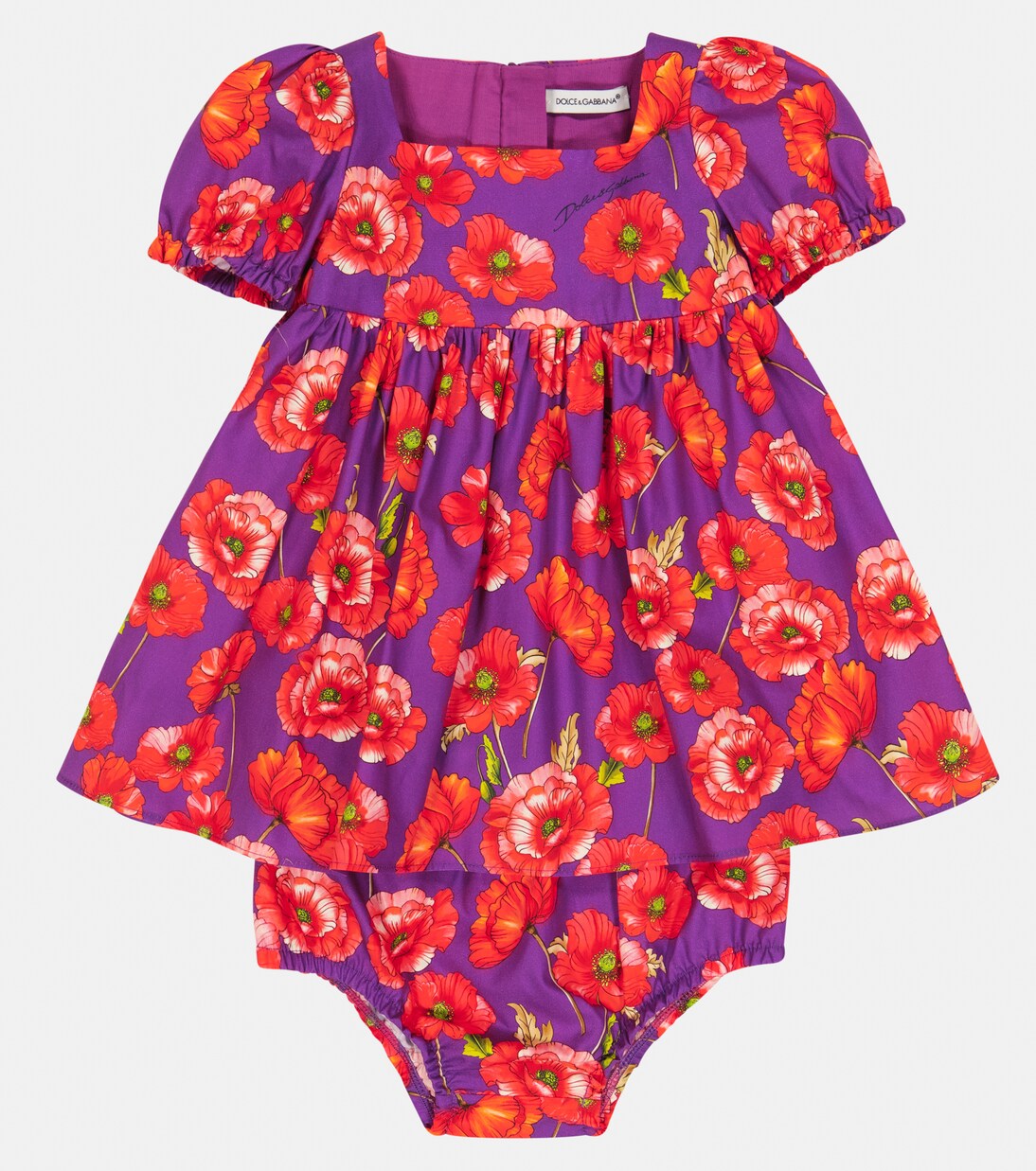 Bebé - vestido y braga de algodón floral | Dolce&Gabbana Kids
