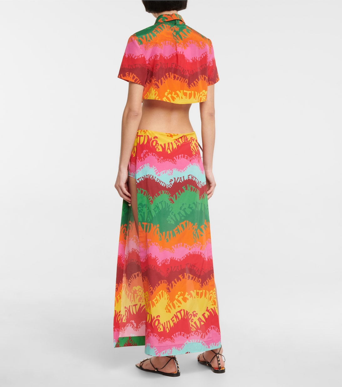 Falda midi de seda y algodón | Valentino