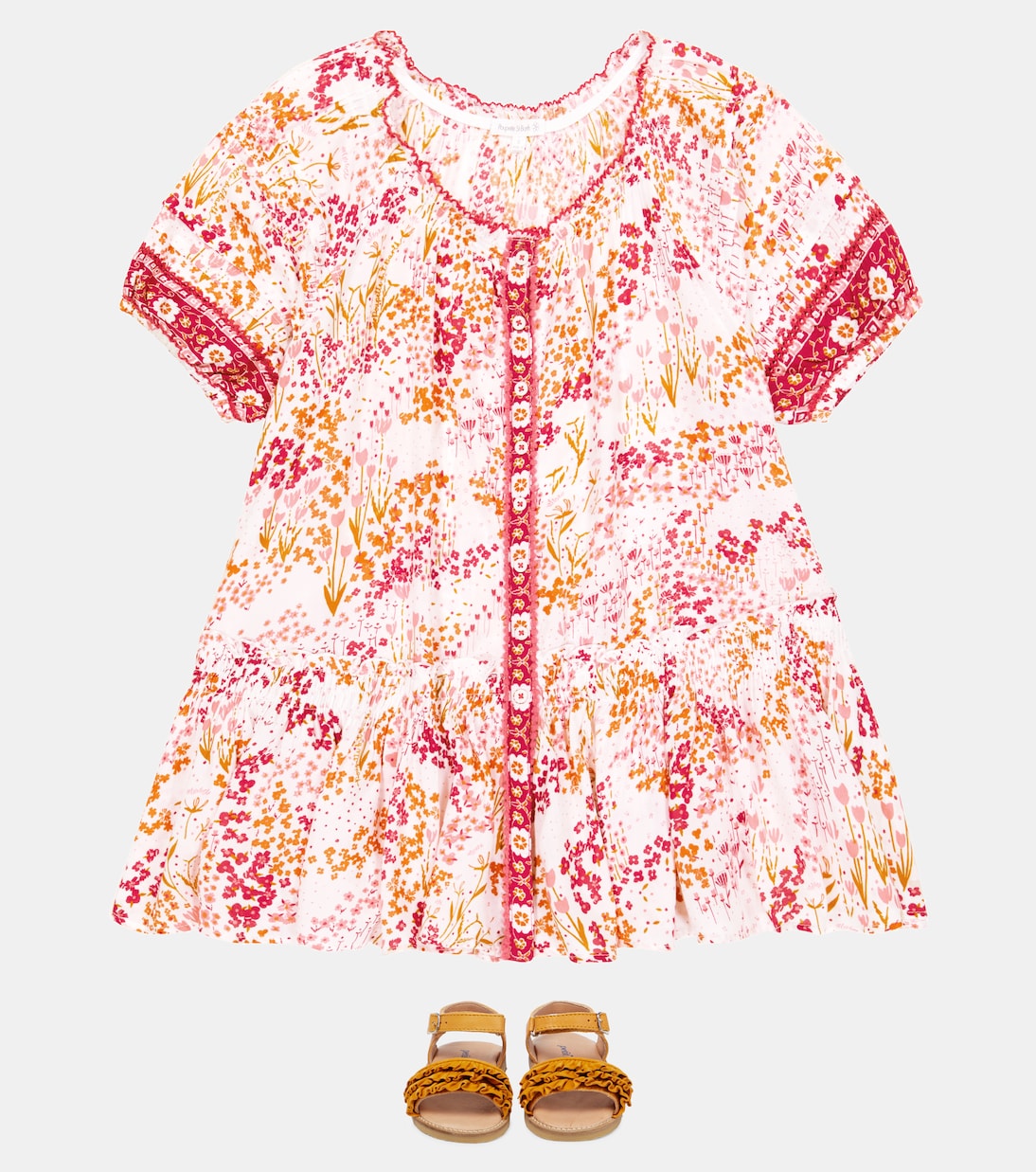 Abito Amelie in cotone con ricami | Poupette St Barth Kids