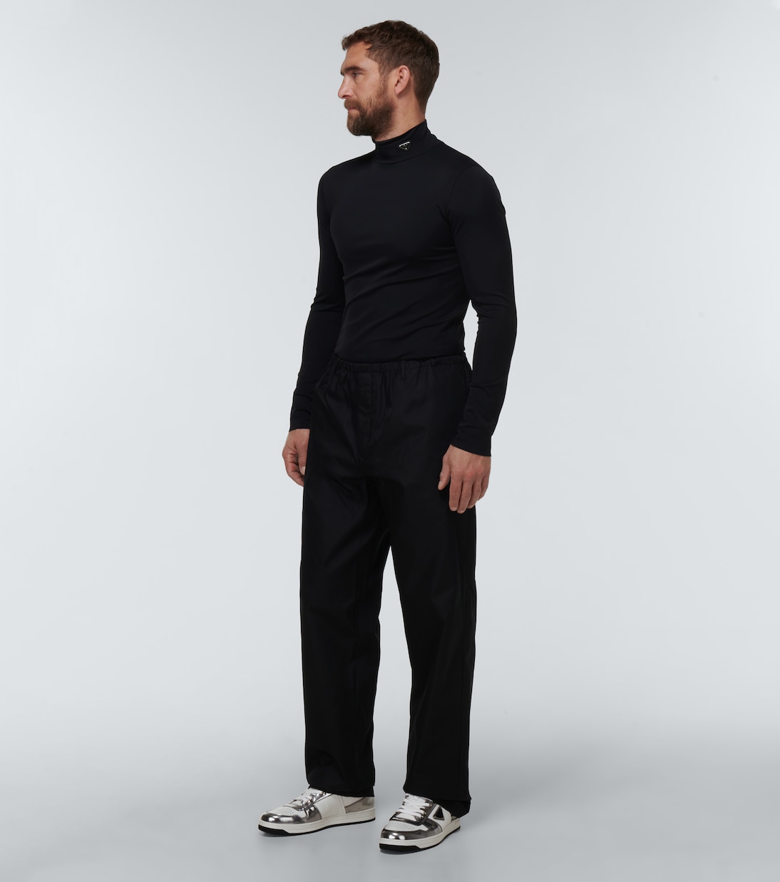 Sneakers Downtown mit Metallic-Leder | Prada