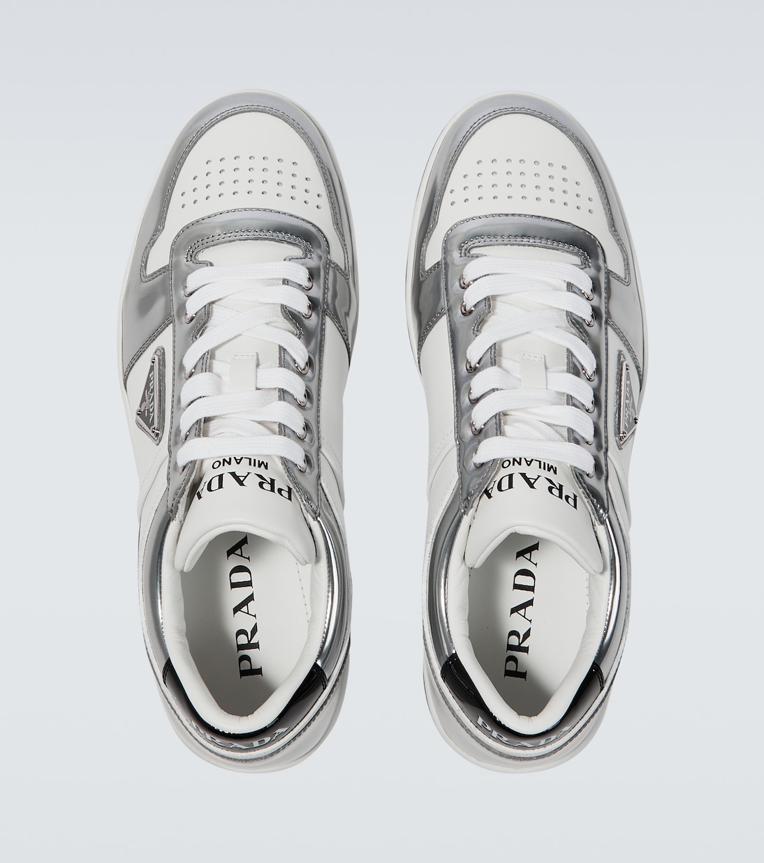 Downtown leather sneakers in white Prada Mytheresa