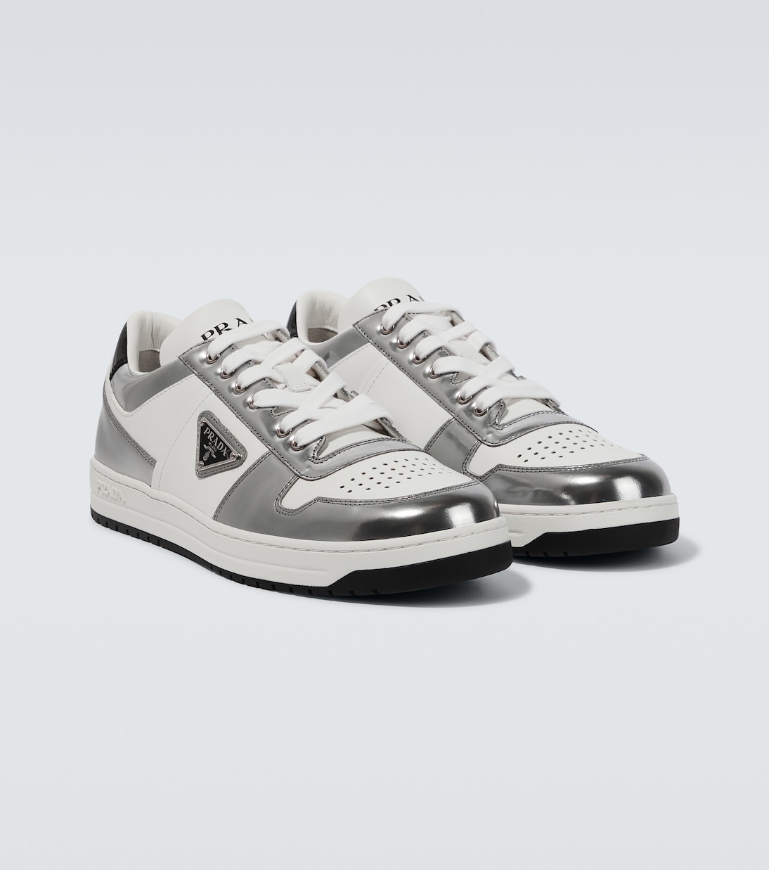 Sneakers Downtown mit Metallic-Leder | Prada
