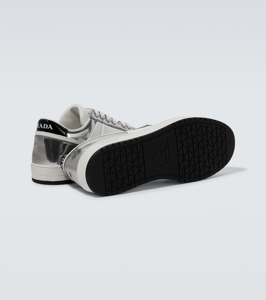 Sneakers Downtown mit Metallic-Leder | Prada
