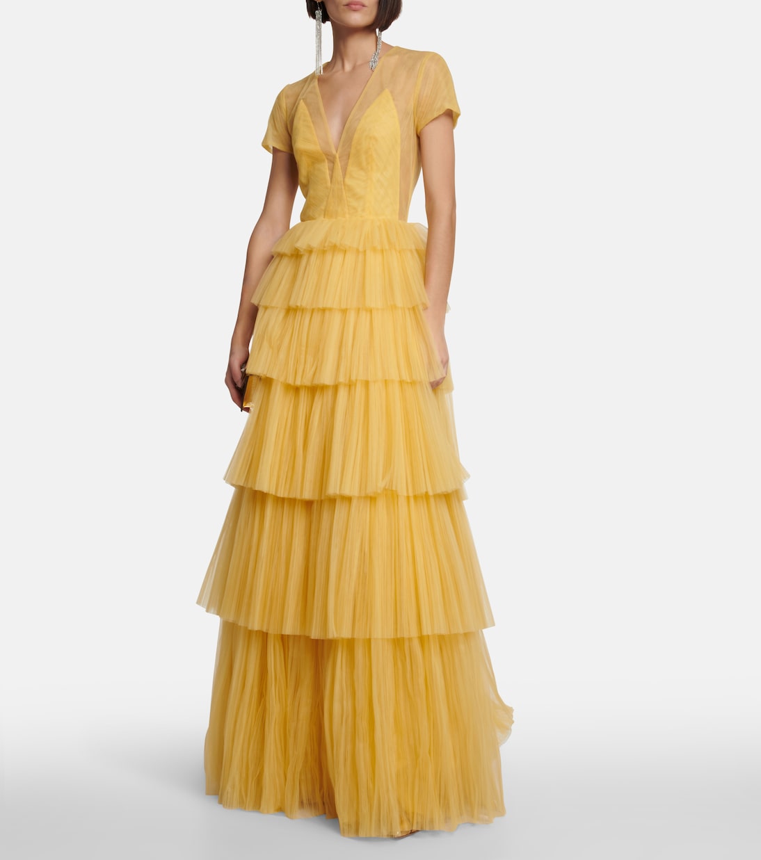 Ruffled tulle gown | Costarellos
