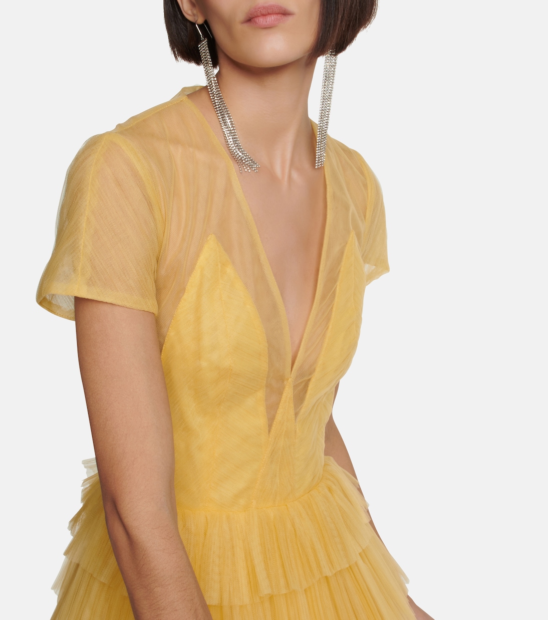 Ruffled tulle gown | Costarellos