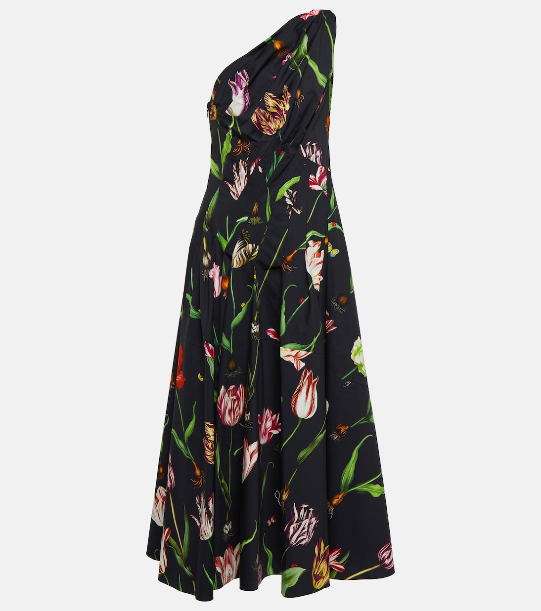 Abito midi monospalla in misto cotone | Oscar de la Renta