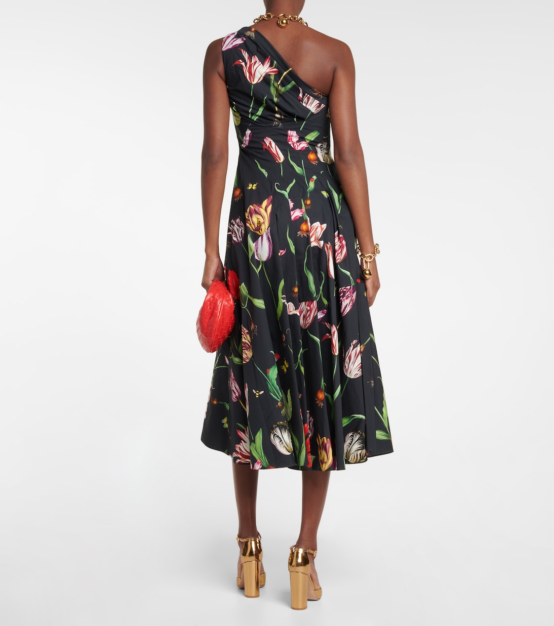 Abito midi monospalla in misto cotone | Oscar de la Renta