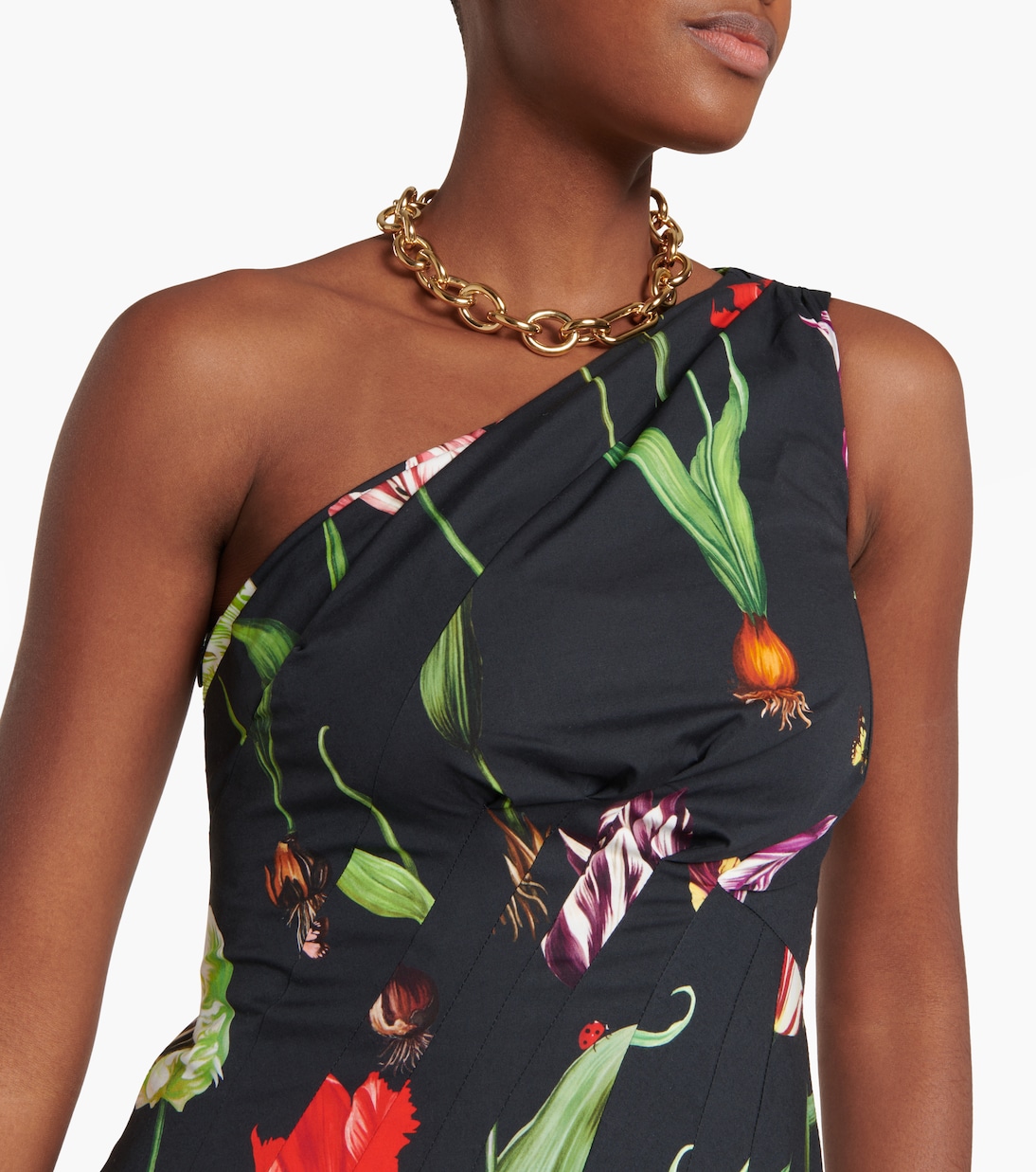 Abito midi monospalla in misto cotone | Oscar de la Renta
