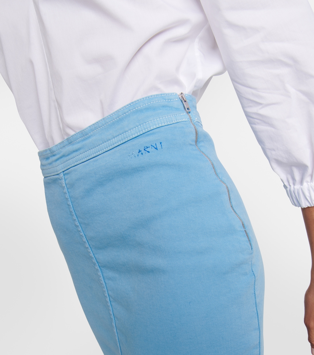 Falda midi en denim de tiro alto | Marni