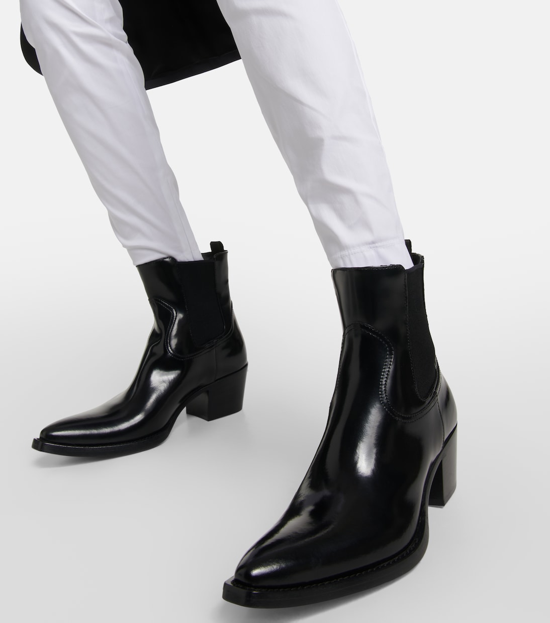 Leather ankle boots in black Prada Mytheresa