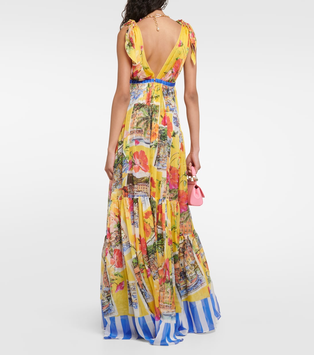 Robe longue Portofino imprimée en soie | Dolce&Gabbana