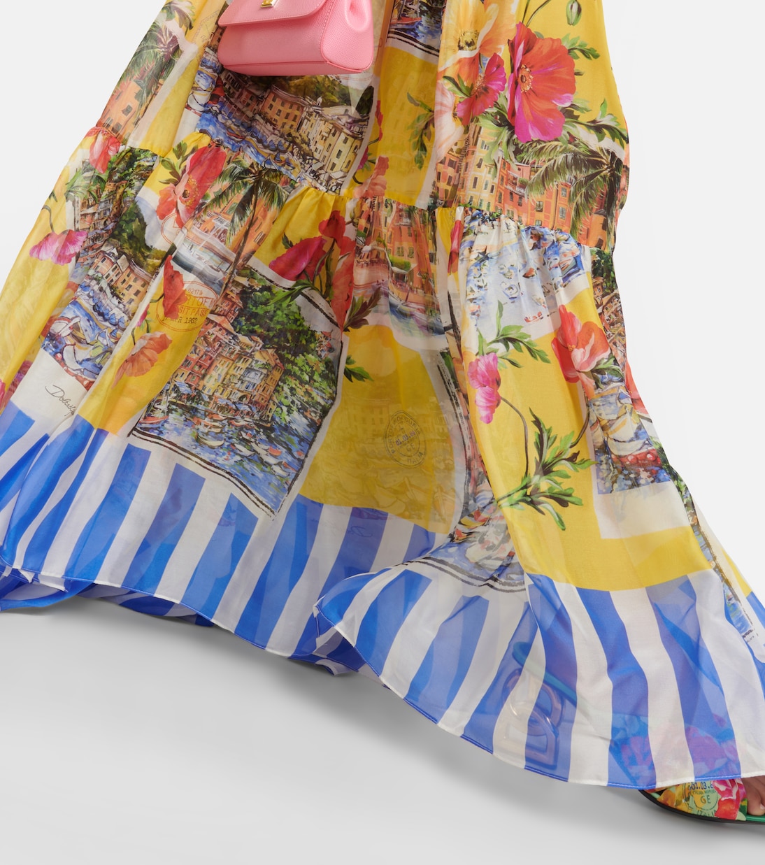 Robe longue Portofino imprimée en soie | Dolce&Gabbana