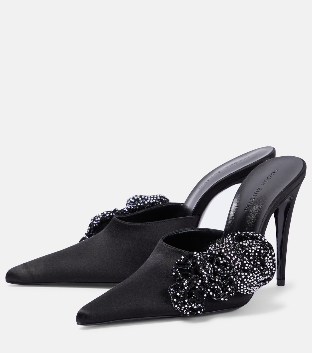 Mules de satén con aplique floral | Magda Butrym