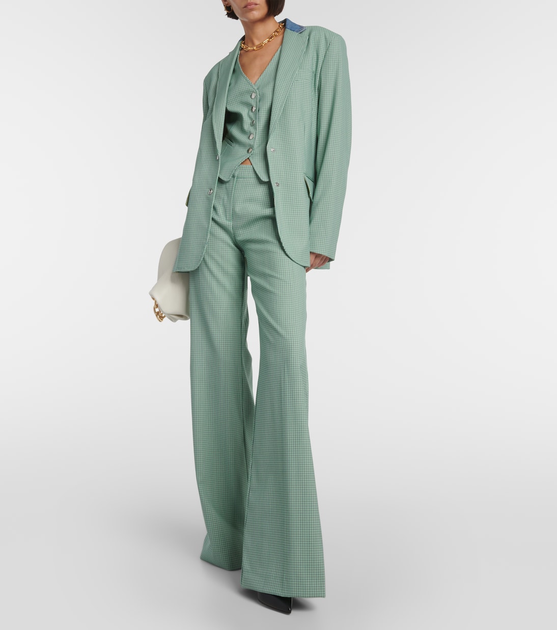 Pantalon ample en laine mélangée à carreaux | Etro