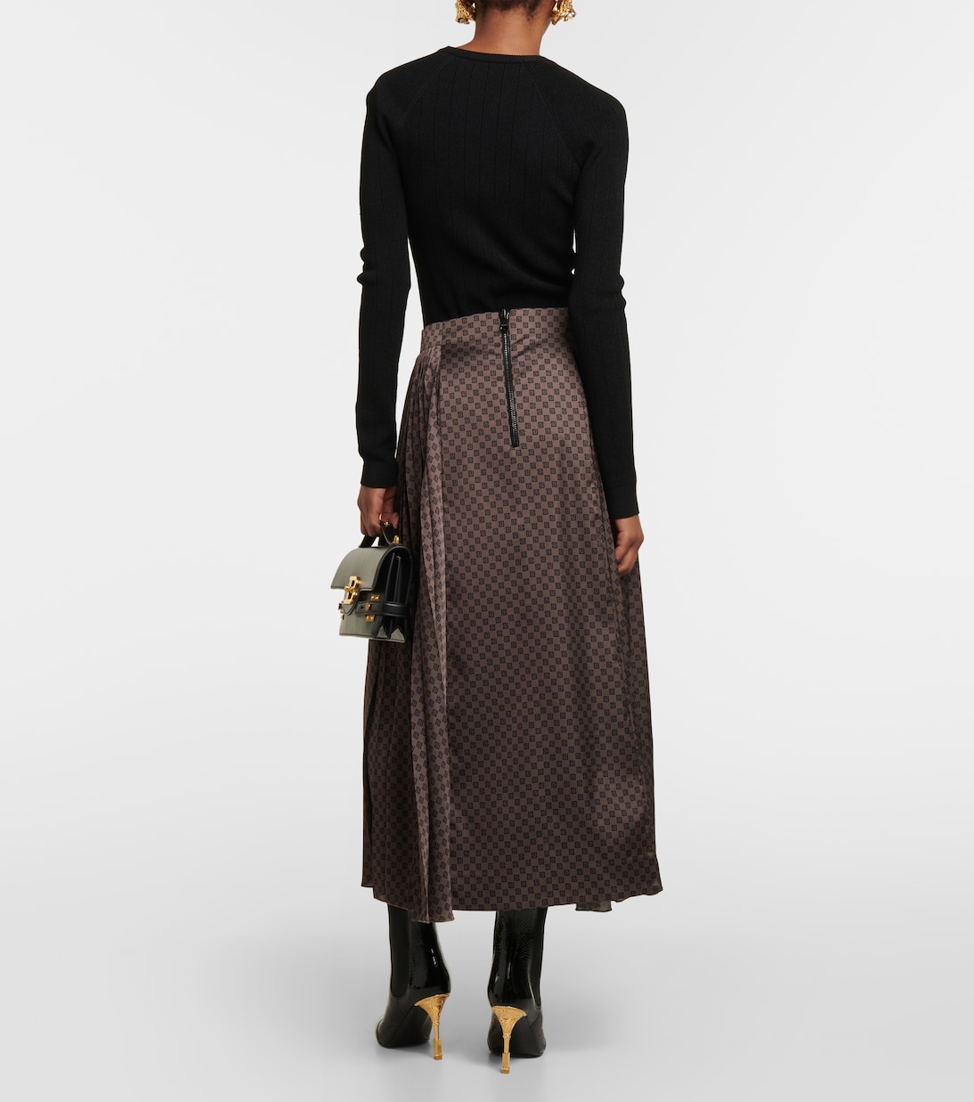 Falda midi de jacquard con monograma | Balmain