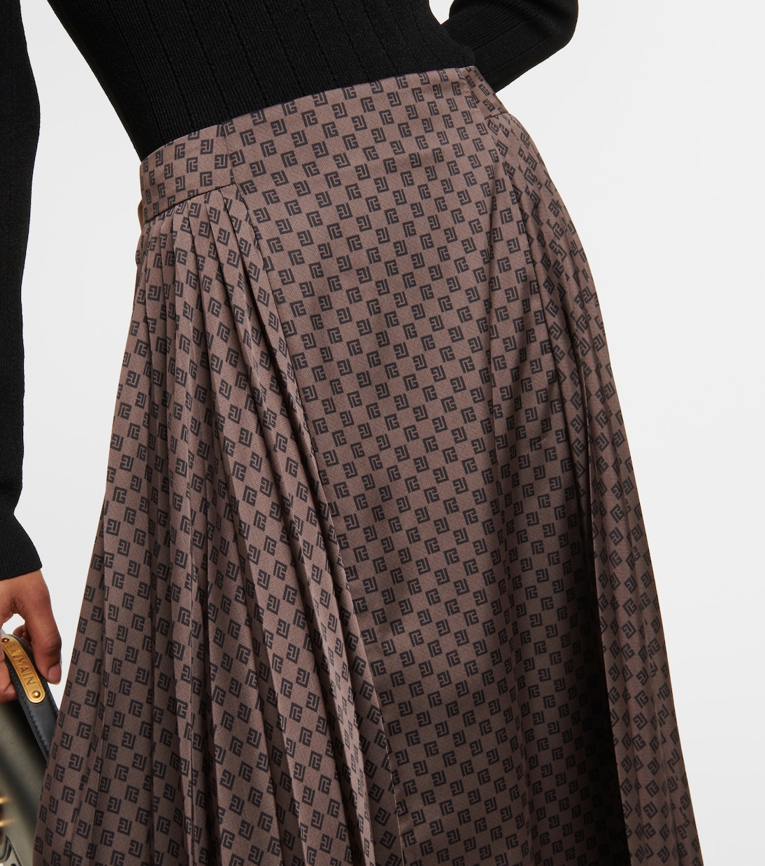 Falda midi de jacquard con monograma | Balmain