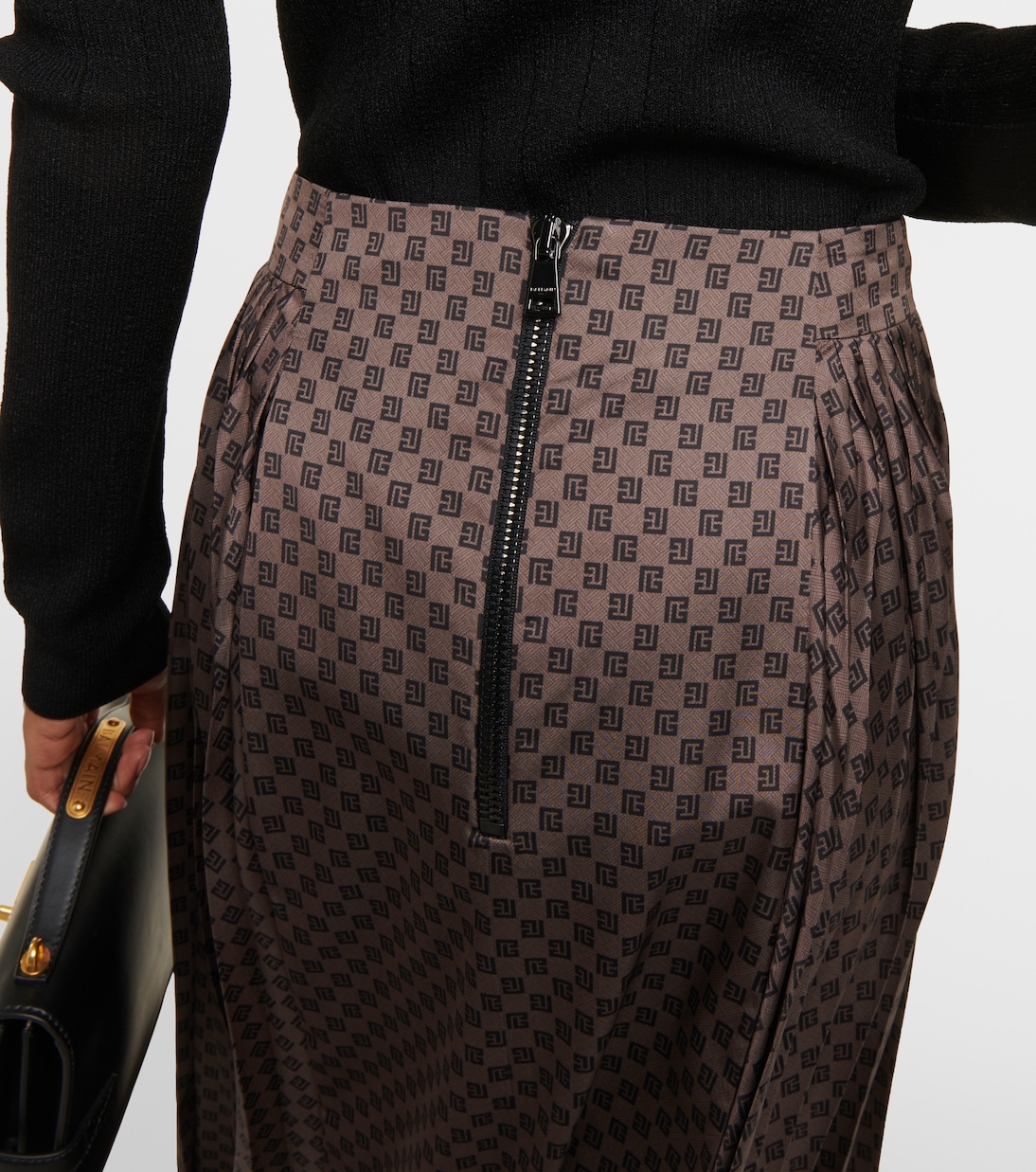 Falda midi de jacquard con monograma | Balmain