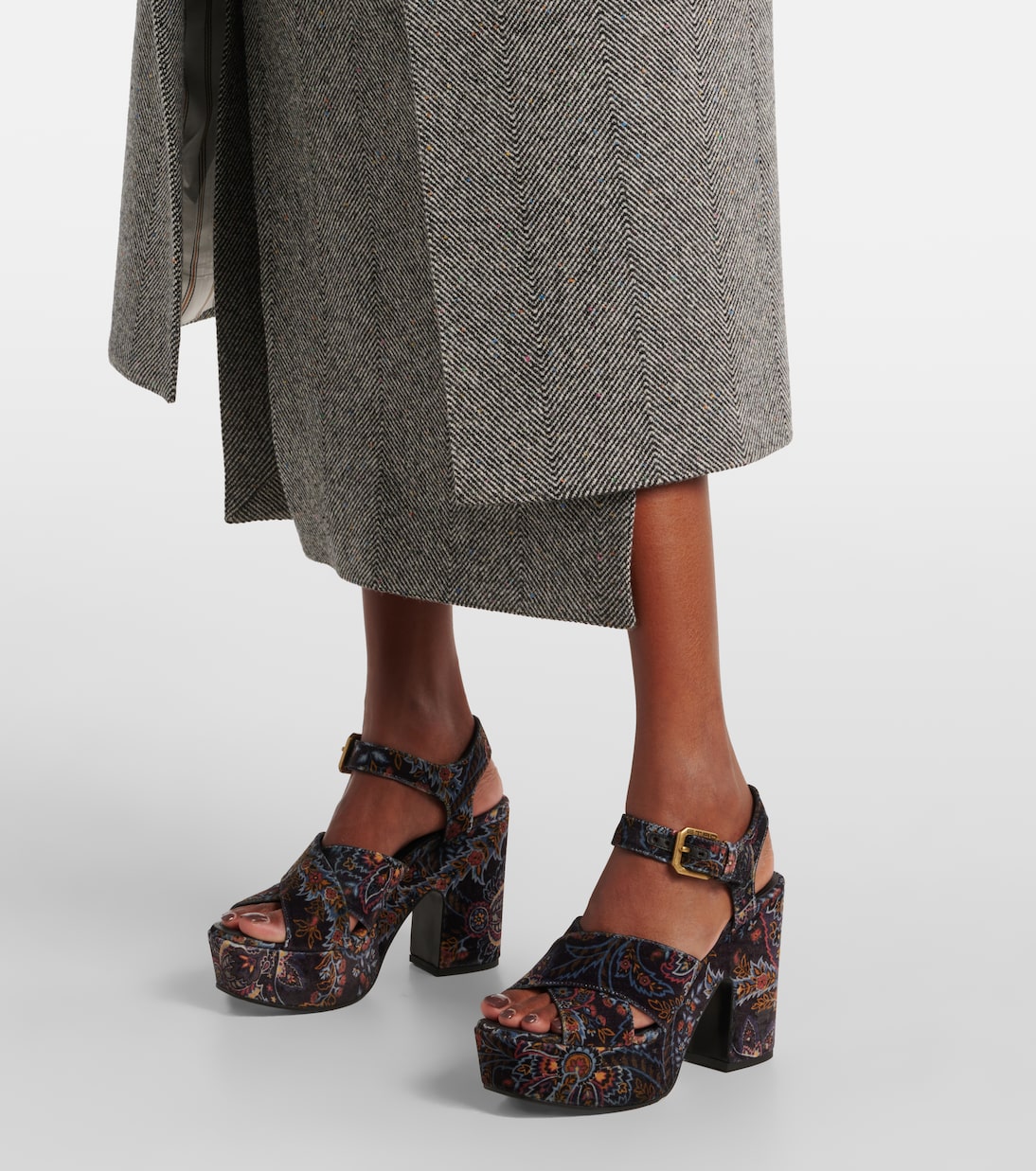 Floral velvet platform sandals | Etro