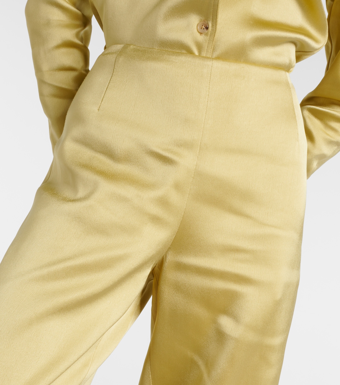 Pantalon ample à taille haute en satin | Toteme