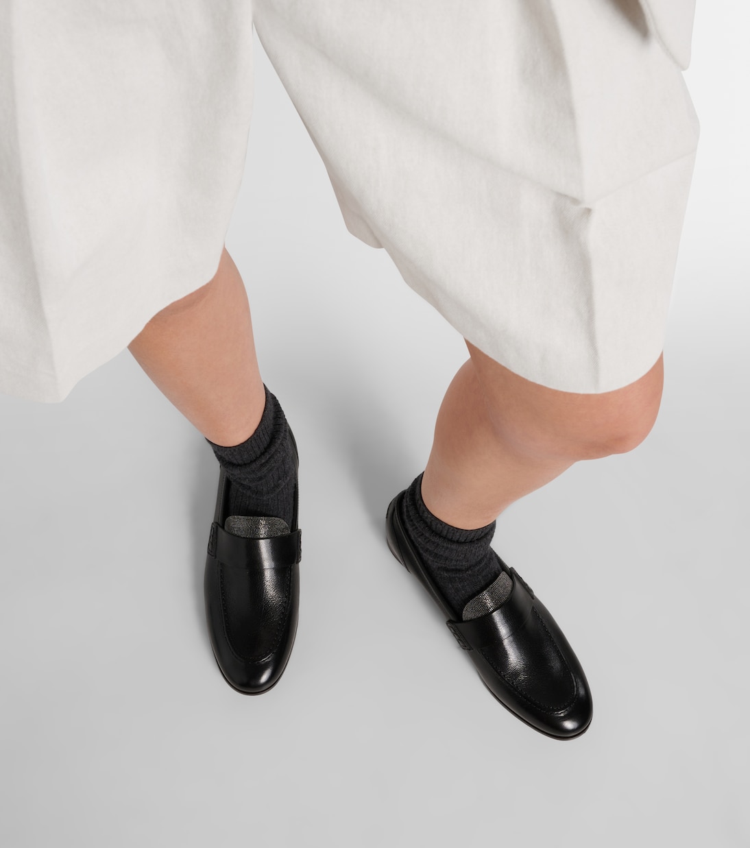 Mocassini in pelle con monili | Brunello Cucinelli
