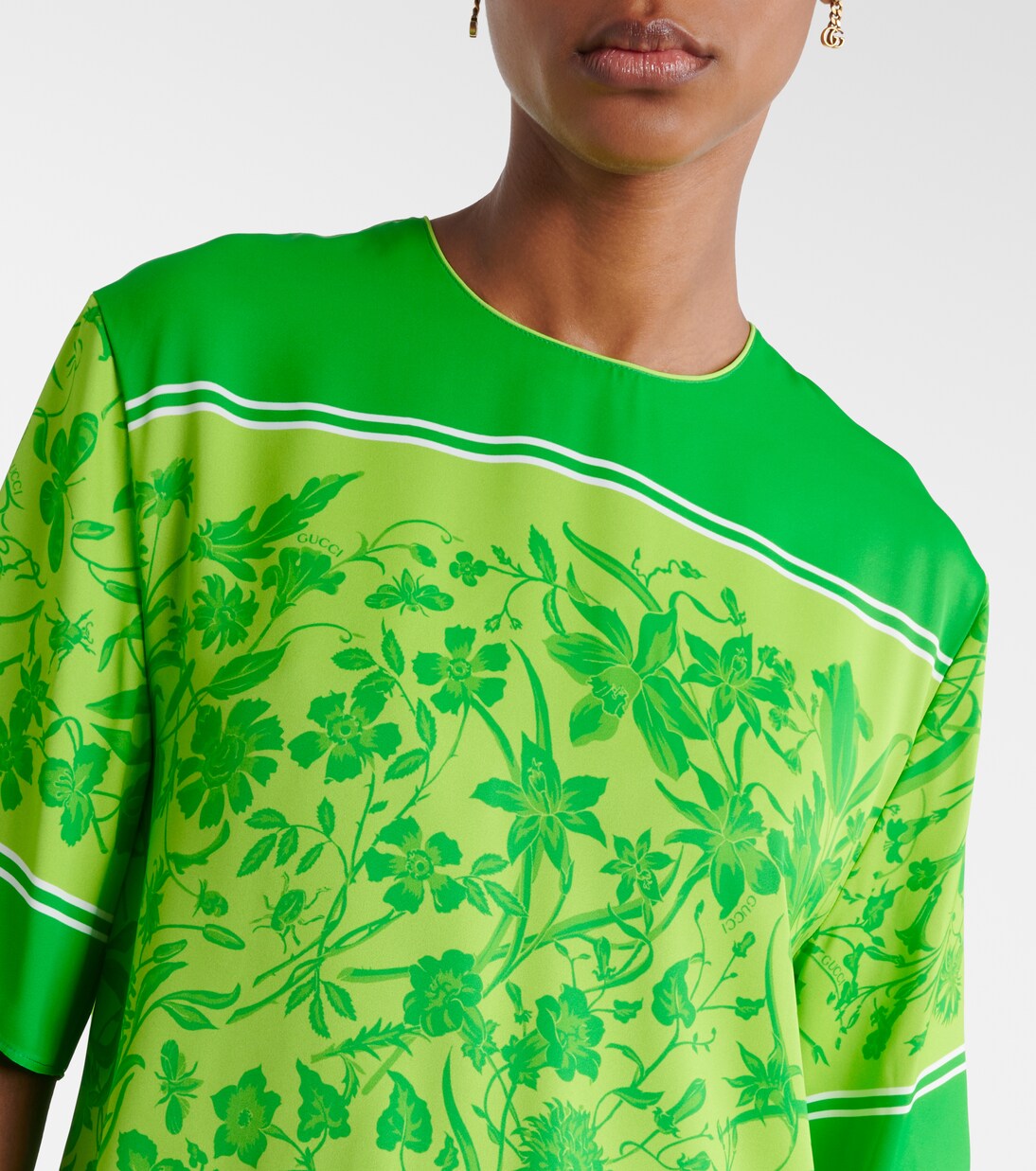 Floral top in green Gucci Mytheresa