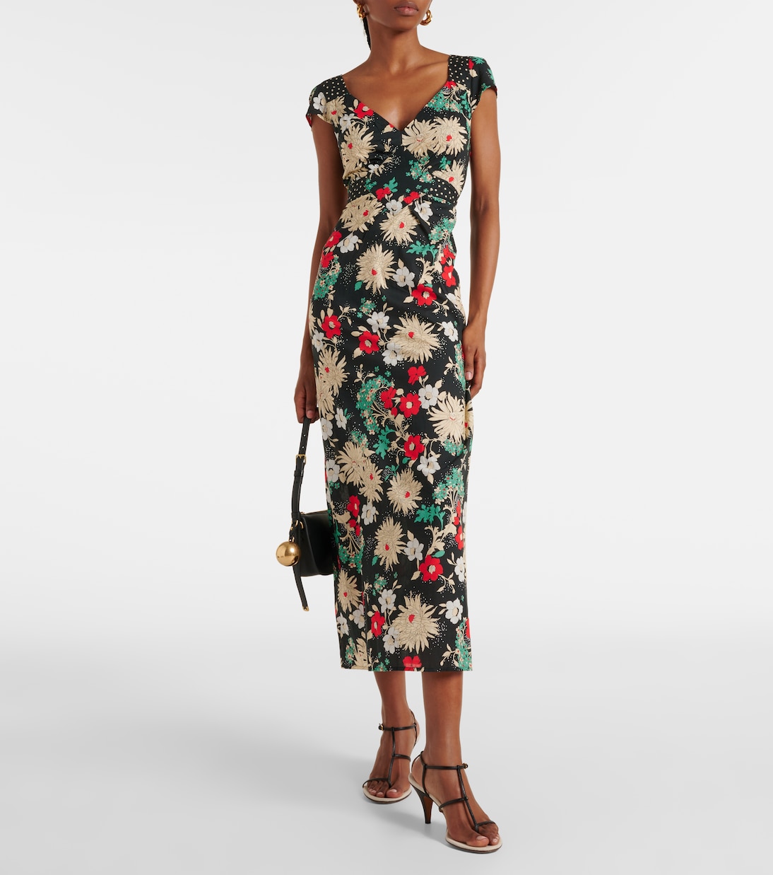 Vestido midi Carey de algodón floral | Rixo