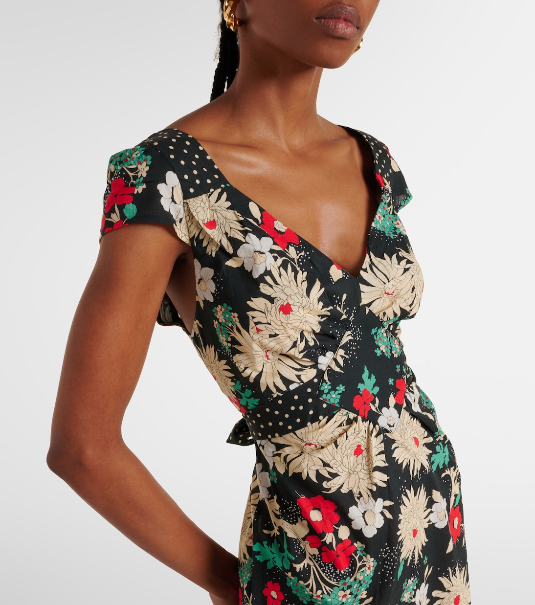 Vestido midi Carey de algodón floral | Rixo