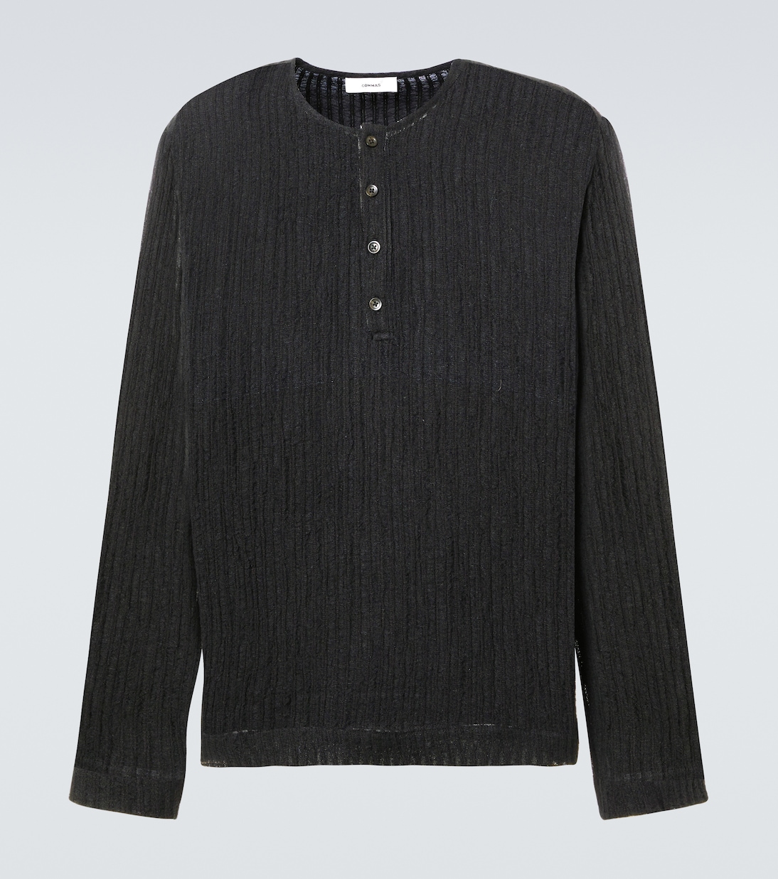 Top in misto lino e cotone a righe | Commas