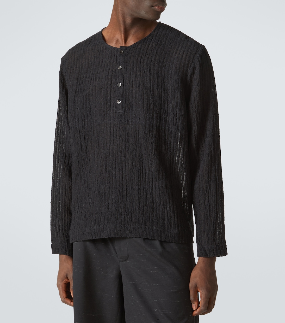 Top in misto lino e cotone a righe | Commas