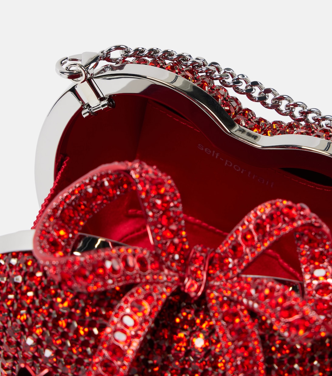 Bow crystal-embellished clutch | Self-Portrait
