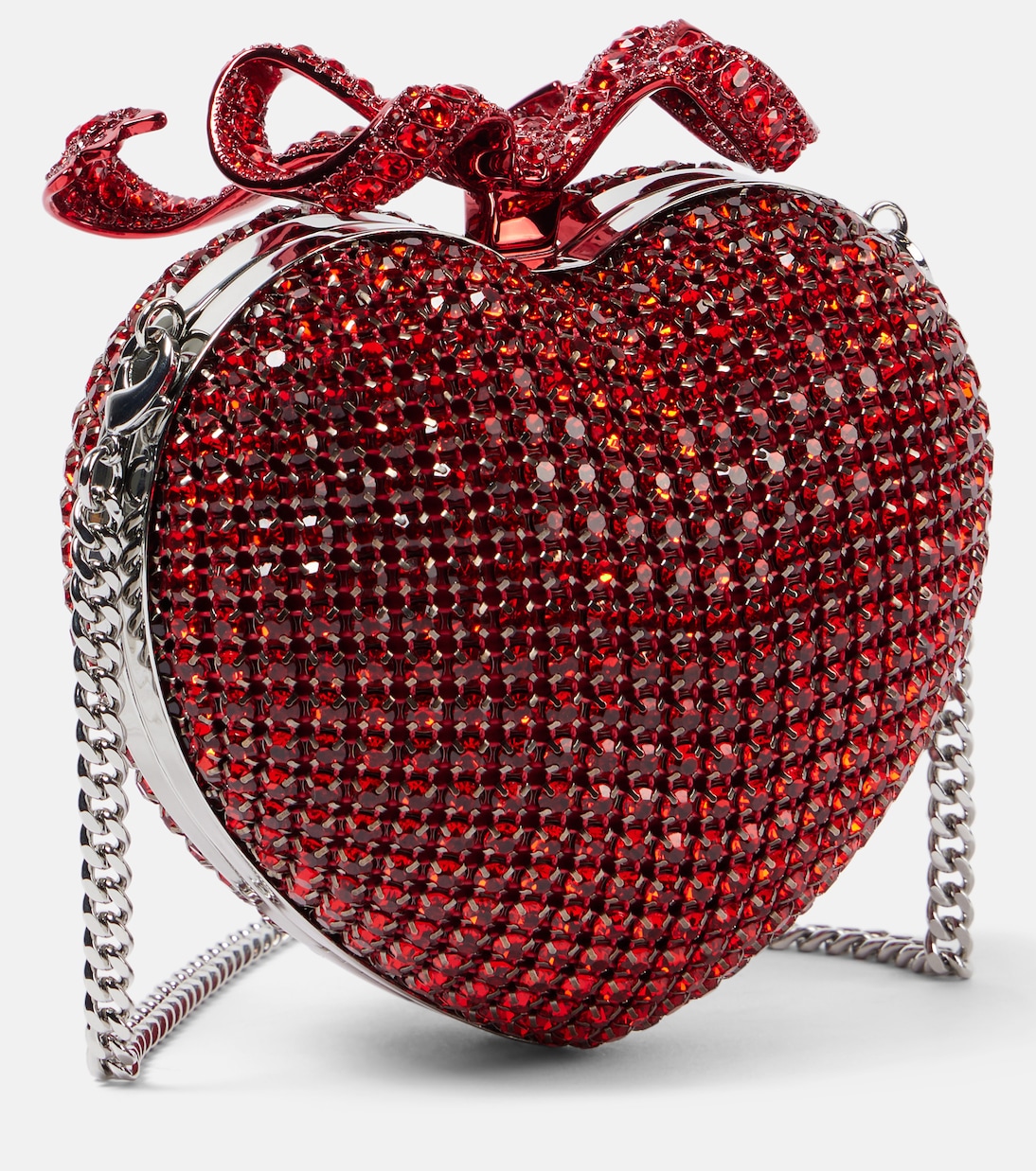 Bow crystal-embellished clutch | Self-Portrait
