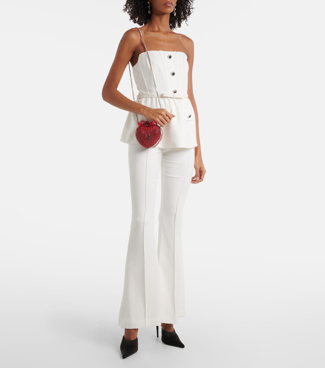 Bow crystal-embellished clutch | Self-Portrait