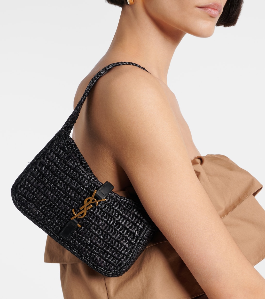 Le 5 à 7 Mini raffia shoulder bag | Saint Laurent