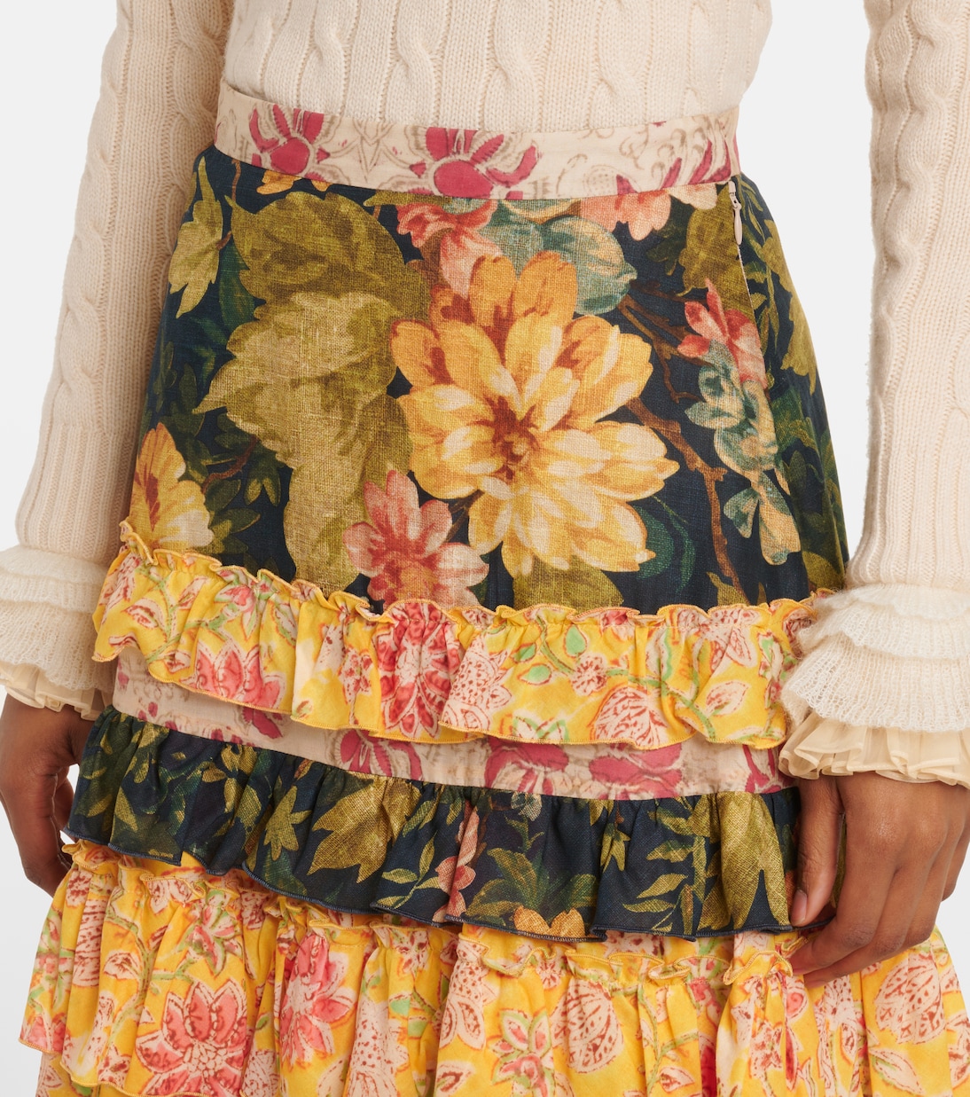 Jupe longue en coton à fleurs | Valentino