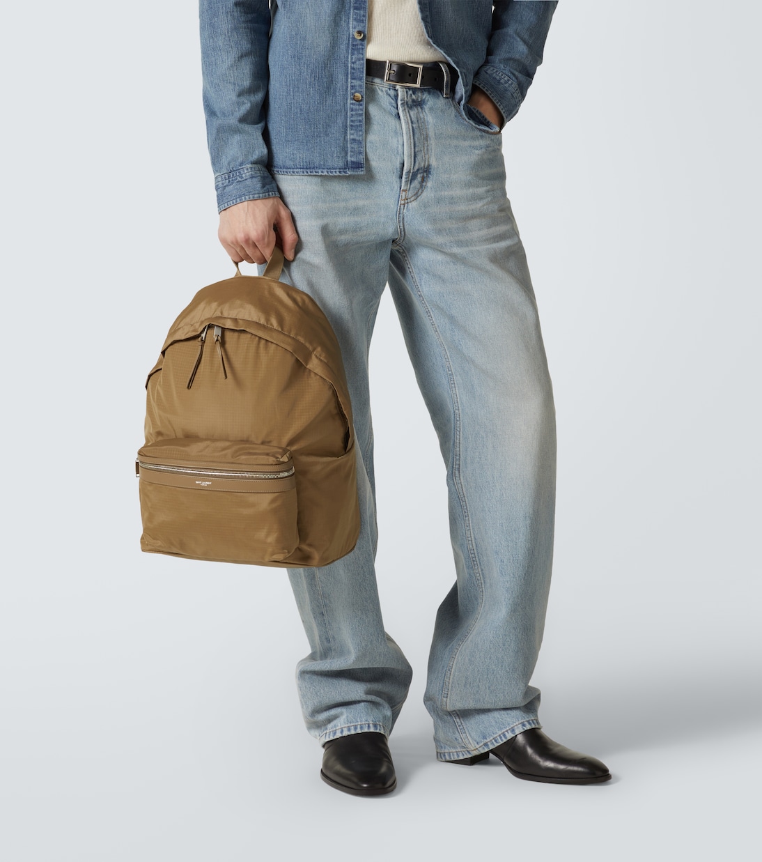 City leather-trimmed ripstop backpack | Saint Laurent