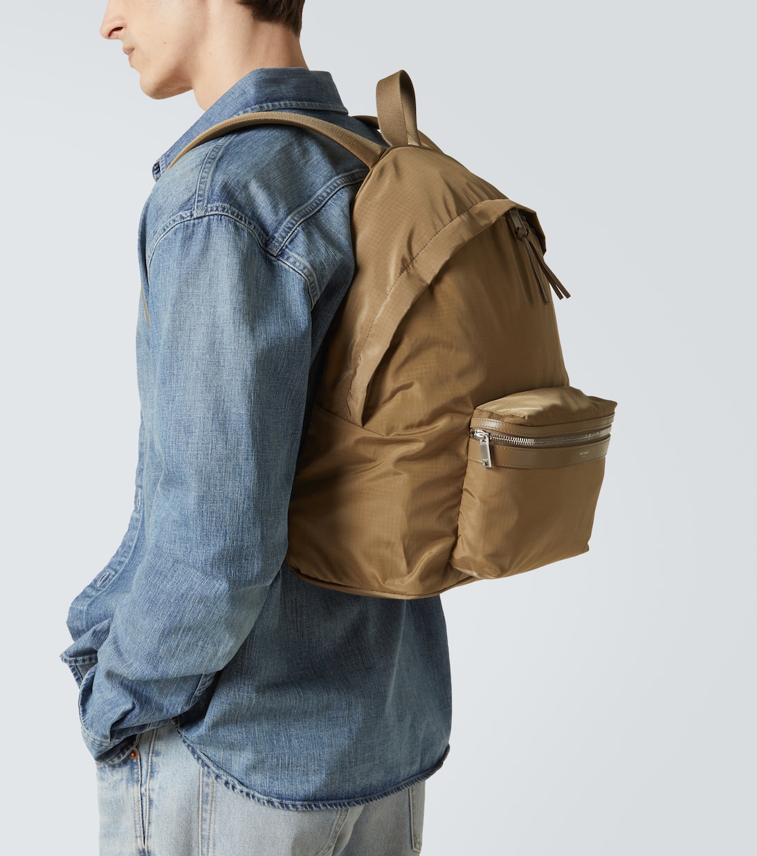 City leather-trimmed ripstop backpack | Saint Laurent