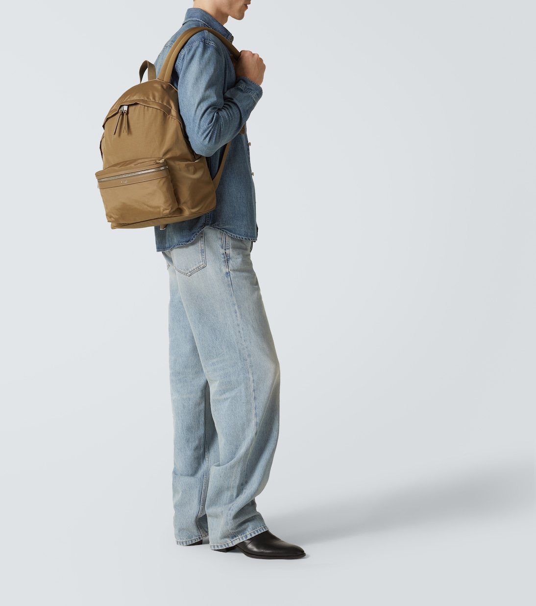 City leather-trimmed ripstop backpack | Saint Laurent