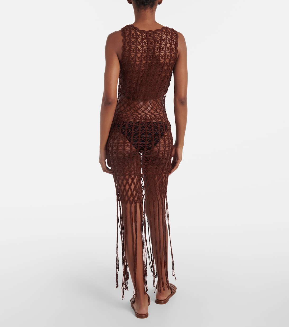 Vestido corto de algodón con flecos | Anna Kosturova