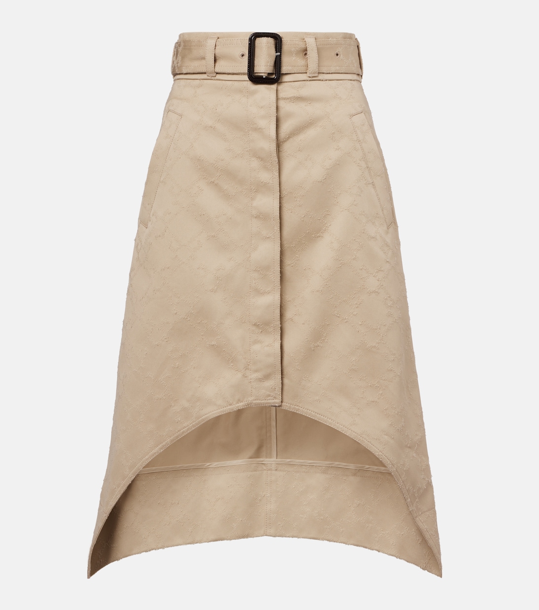 Falda midi en sarga de algodón con Monogram 72 | Givenchy