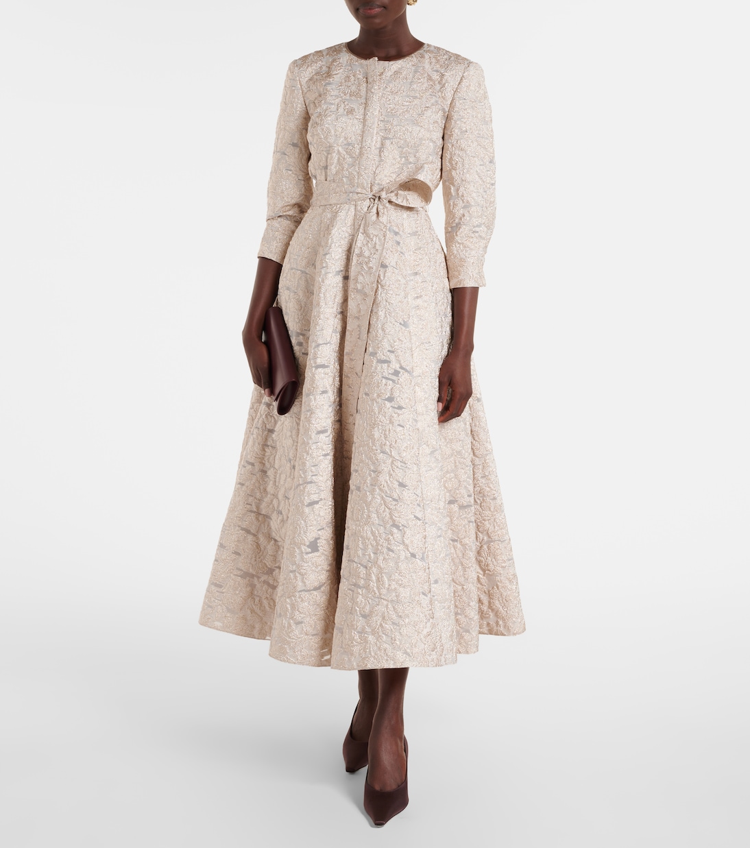 Vestido midi de lamé en jacquard | Carolina Herrera