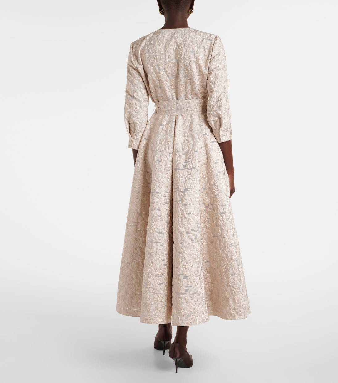 Vestido midi de lamé en jacquard | Carolina Herrera