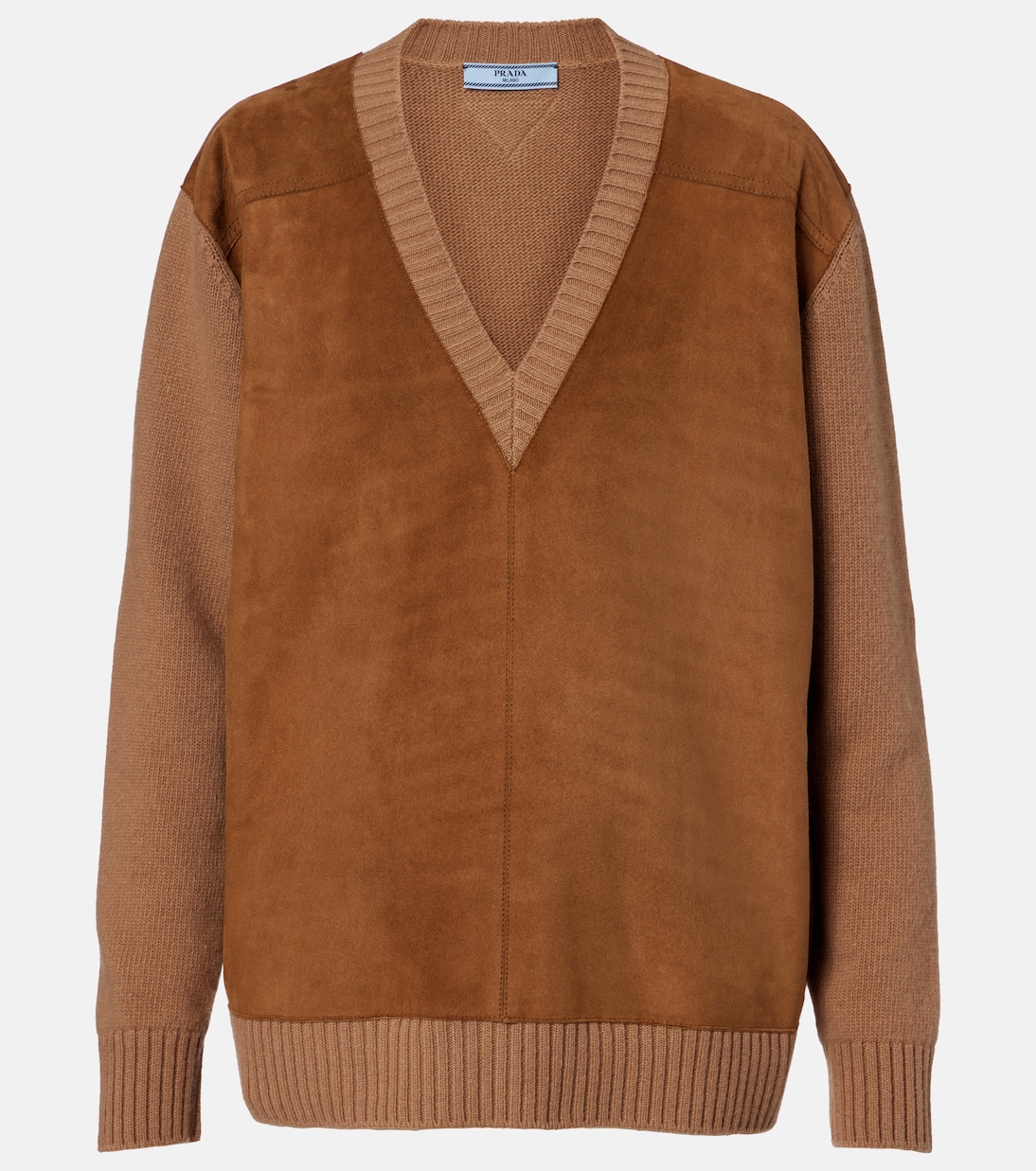Pullover aus Veloursleder, Wolle und Kaschmir | Prada
