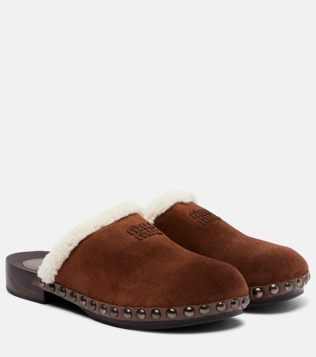 Shearling-lined suede clogs | Miu Miu